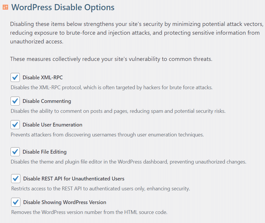 Disable Options